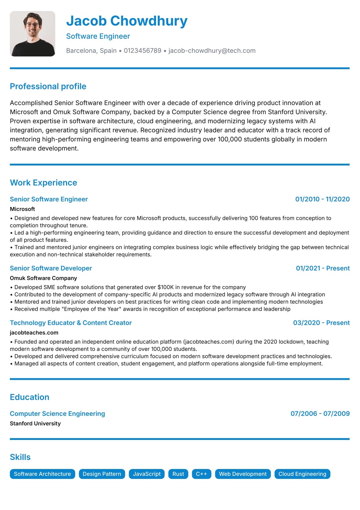 Resume preview
